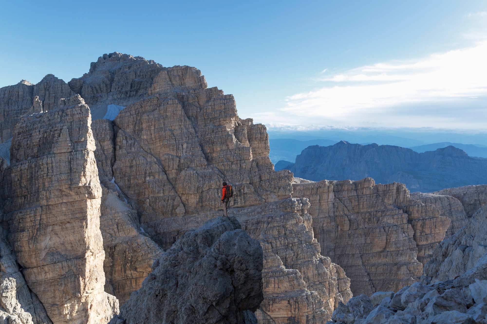 Climber in Brenta Dolomites, Italy
